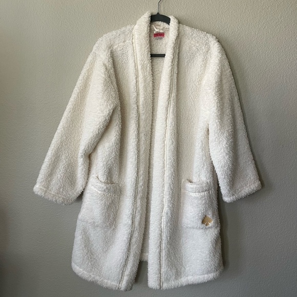 Kate Spade New York White Sherpa Fleece Robe With Pockets Women’s Size M - Picture 1 of 14